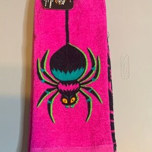 Pink Towel with Colorful Spider Design